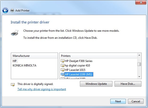 Hp 1020 Printer Driver Download Windows 7